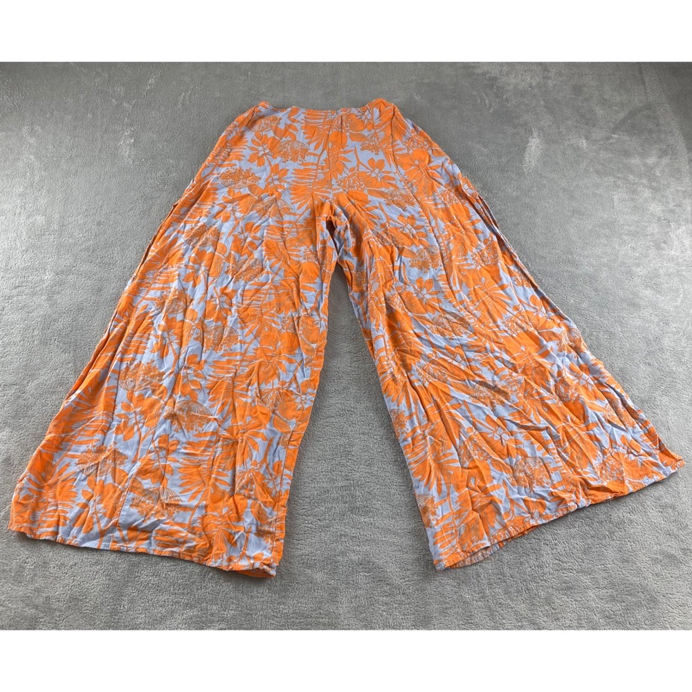 Kendall + Kyle Orange Tropical Floral Wide Leg Palazzo Pants XS